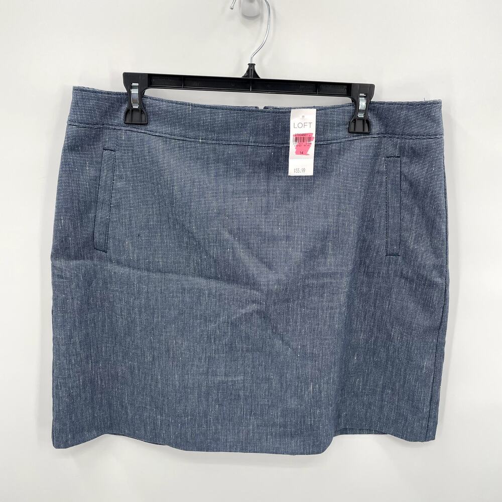 LOFT NWT Chambray Blue Linen Blend Skirt // 14